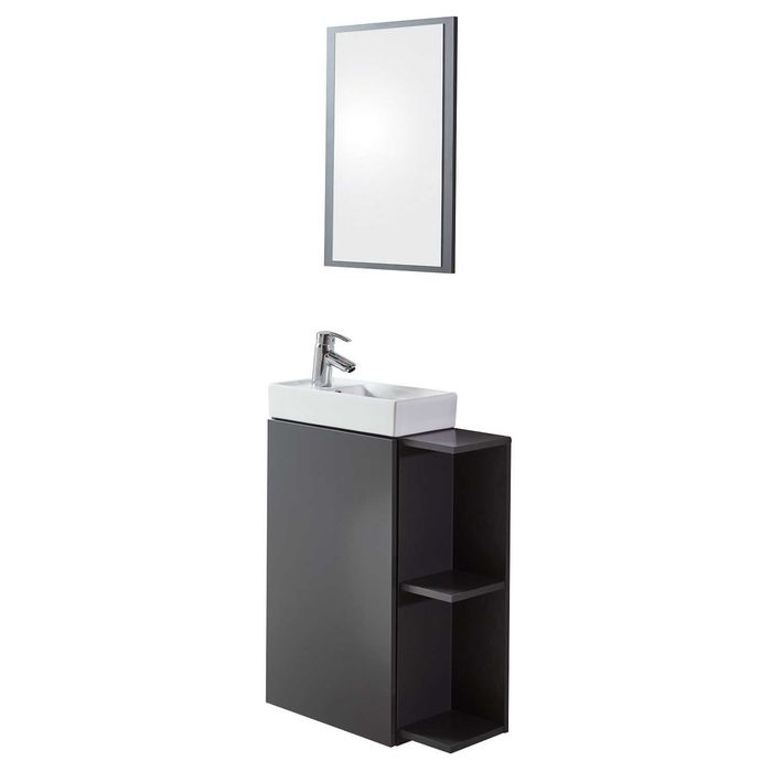 zestaw mebli łazienkowych w golorze grafitowym/ ciemno szarym - połysk