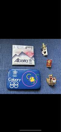 Przypinki z Olimpiady Zimowej w Calgary 1988,
