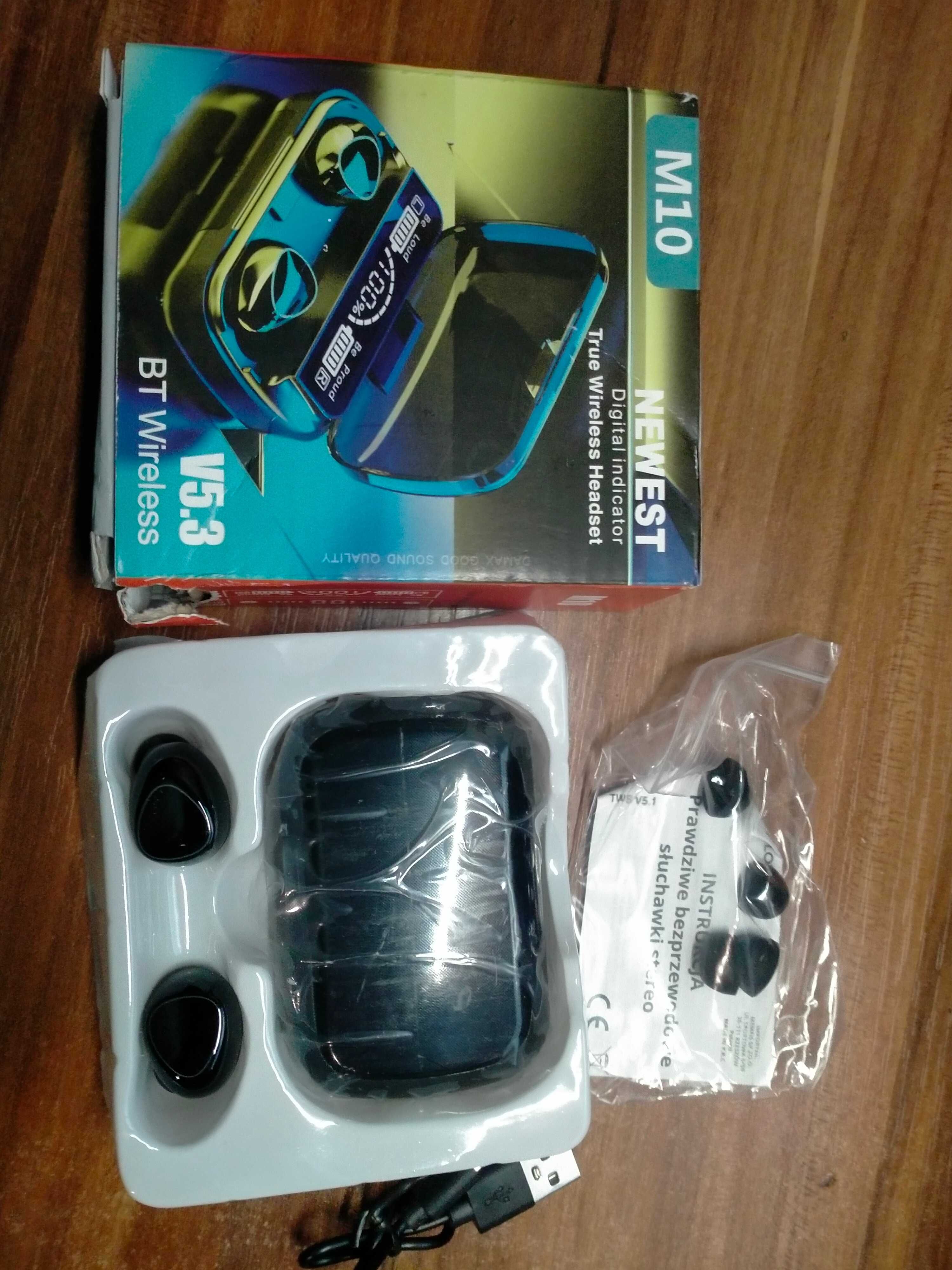 Słuchawki bezprzewodowe douszne DARTMAX M10 + POWERBANK + Zestaw gumek