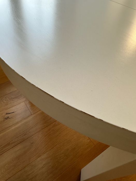 IKEA BJURSTA Stół rozkładany okrągły BIAŁY 115/166