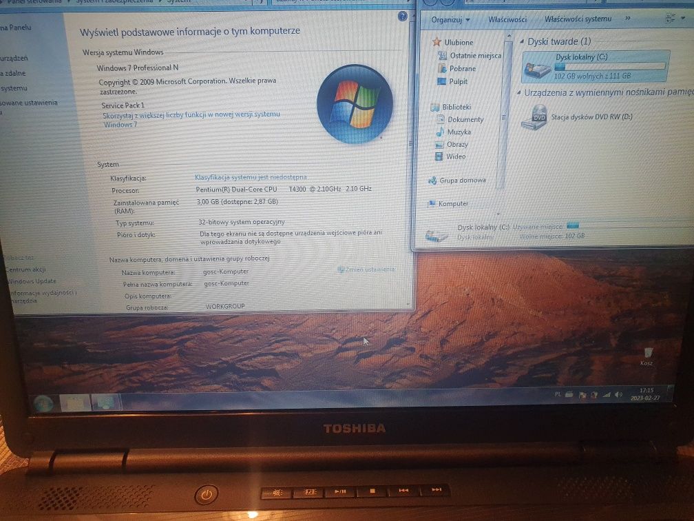 Laptop Toshiba do warsztatu nauki