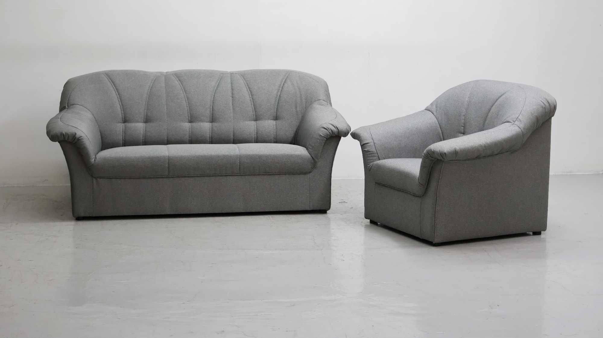SEO nowy komplet 3+1 SOFA KANAPA zestaw z szara tkanina - salon