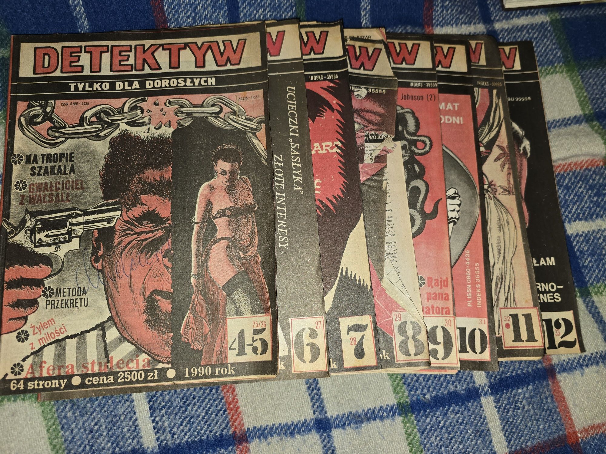 Zestaw miesięcznika "DETEKTYW" z 1990 roku (9 numerów)