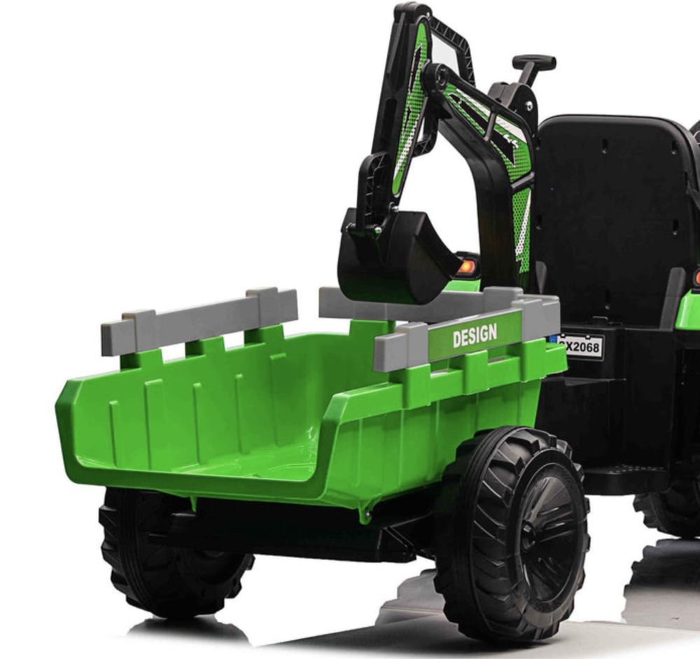 NAJWIĘKSZY Traktor Spycharko Ładowarka z przyczepą 24V 2 silniki 200W