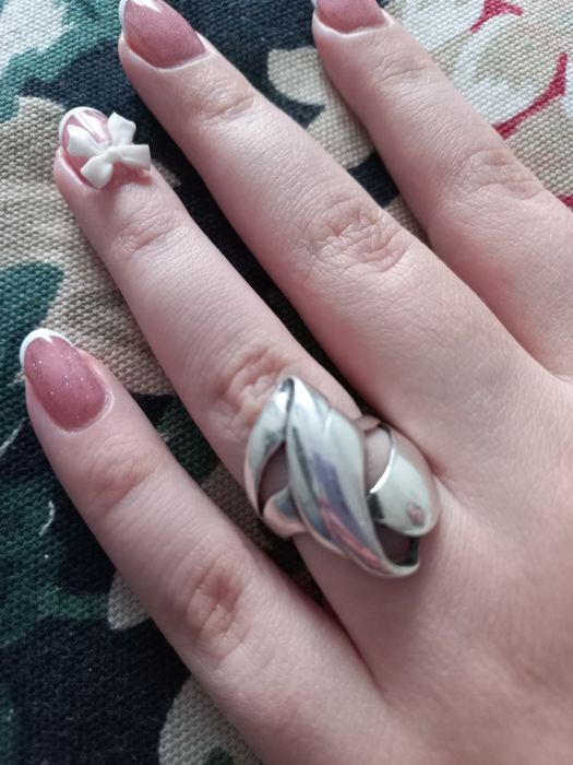 Stare srebro polskie sygnowane pierścionek z czasów PRL-u