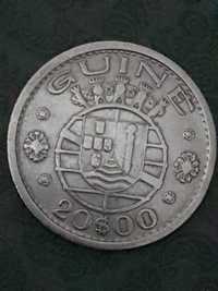 Prata Moeda 20 Escudos Guiné 1952