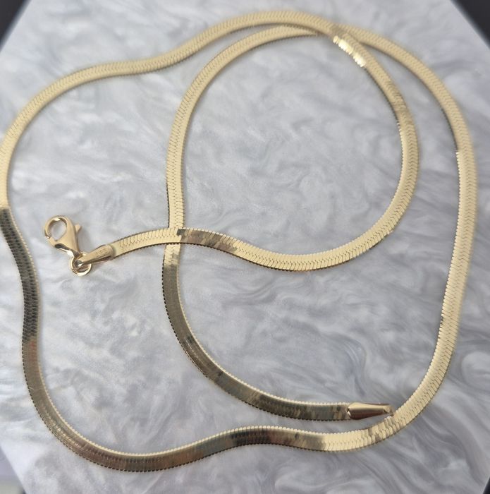 Nowy złoty łańcuszek naszyjnik płaska żmijka taśma p. 585