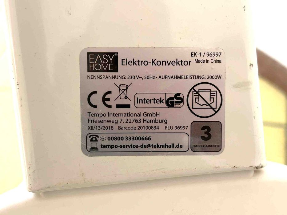 Grzejnik Konwektorowy Elektryczny 2000W Easy Home