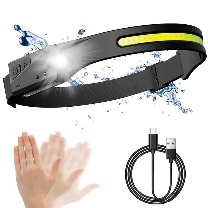 Налобный фонарь акуумуляторный 2в1 от USB, BL-G28-XPE+COB, есть опт