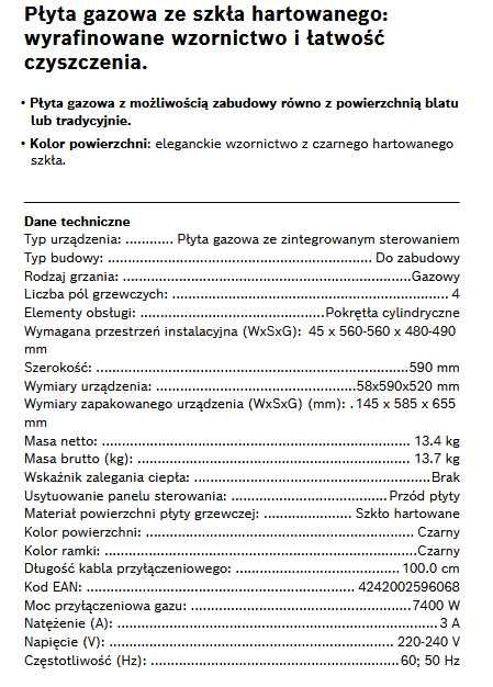 płyta gazowa BOSCH