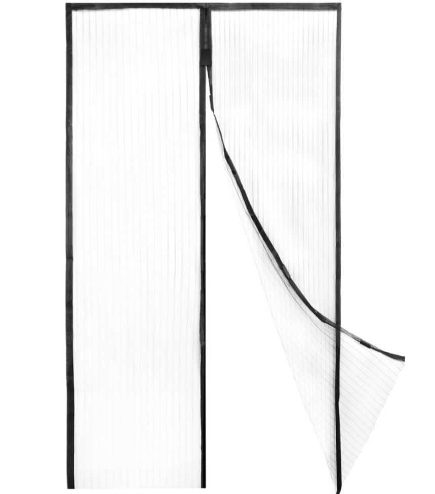 Moskitiera na drzwi czarna 90 x 210 cm z zamknięciem magnetycznym