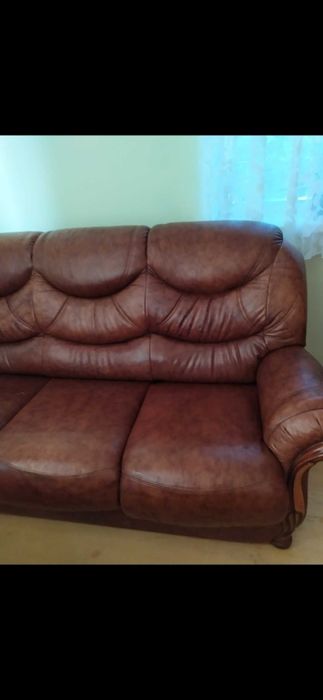 диван с креслами из кожи италия, столы, зеркало