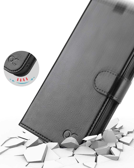 Ocase etui skórzane iPhone 15 Pro Max czarne magsafe portfel 2w1