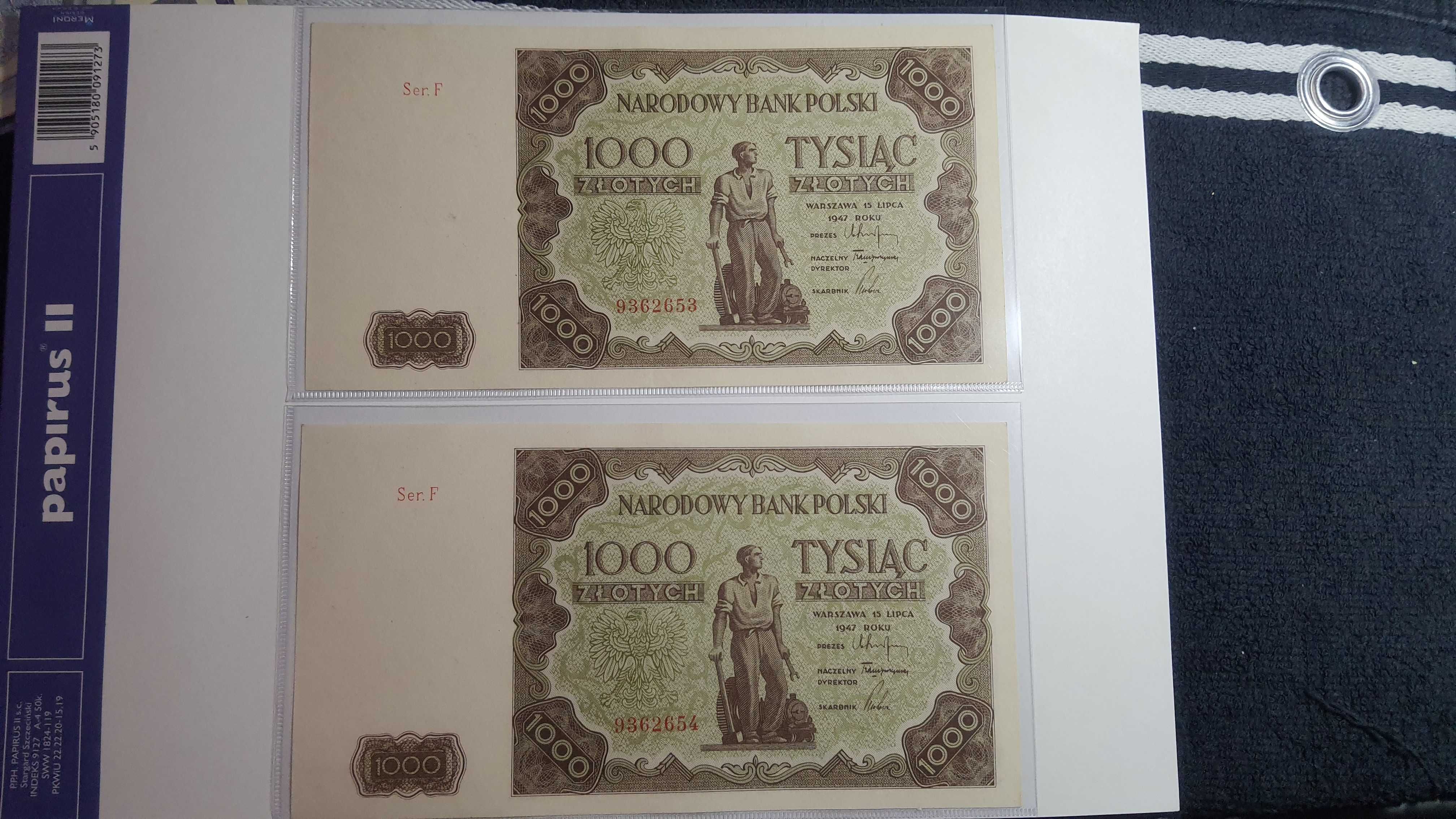RARYTAS !!! 1000 złotych 1947 - kolejna numeracja UNC/UNC-
