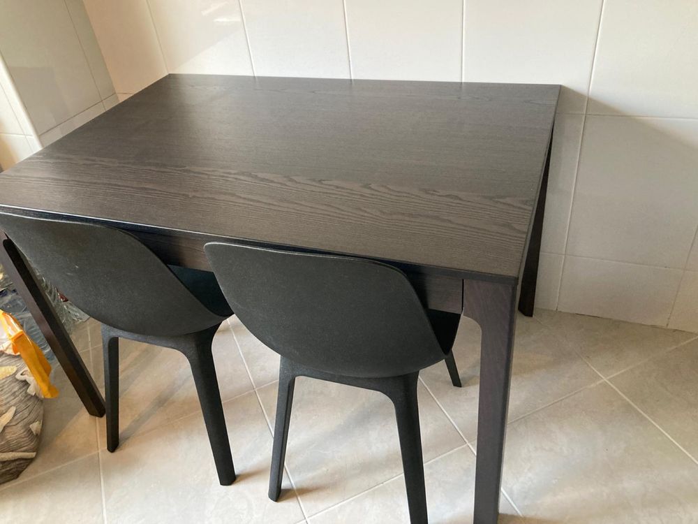 Mesa extensível, castanho escuro
