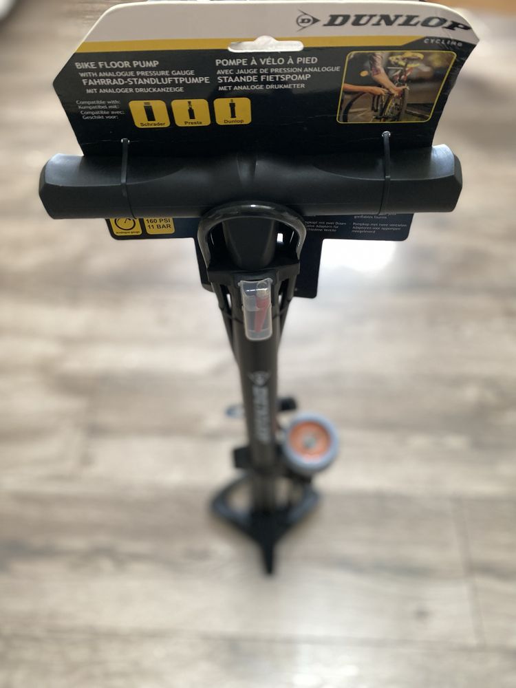 Pompka Rowerowa Samochodowa Z Manometrem Dunlop Podłogowa Ręczna