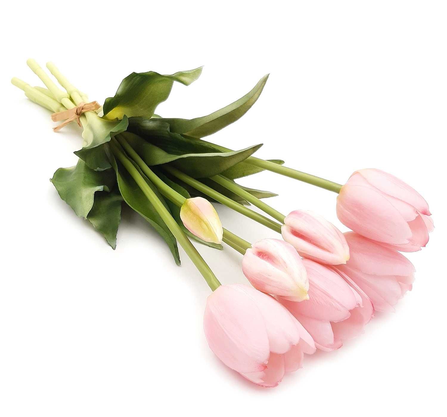 Tulipany silikonowe różowe bukiet 7szt sztuczne tulipany w bukiecie