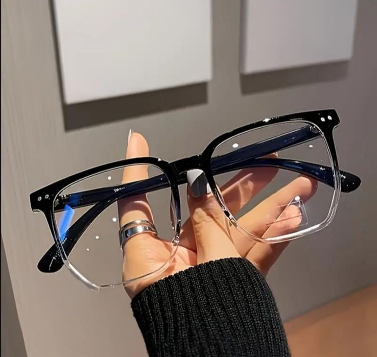 Іміджеві окуляри прозора лінза чорні градієнт Blue blocker не для зору