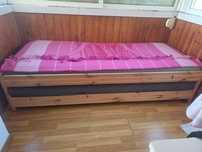 Cama de Solteiro com Cama Auxiliar em Pinho
