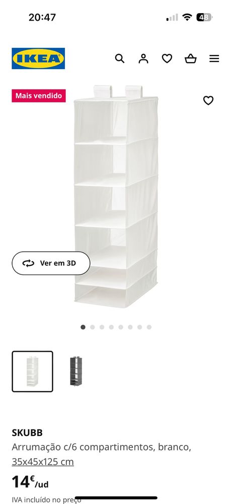 Arrumação com 6 prateleiras Skubb Ikea