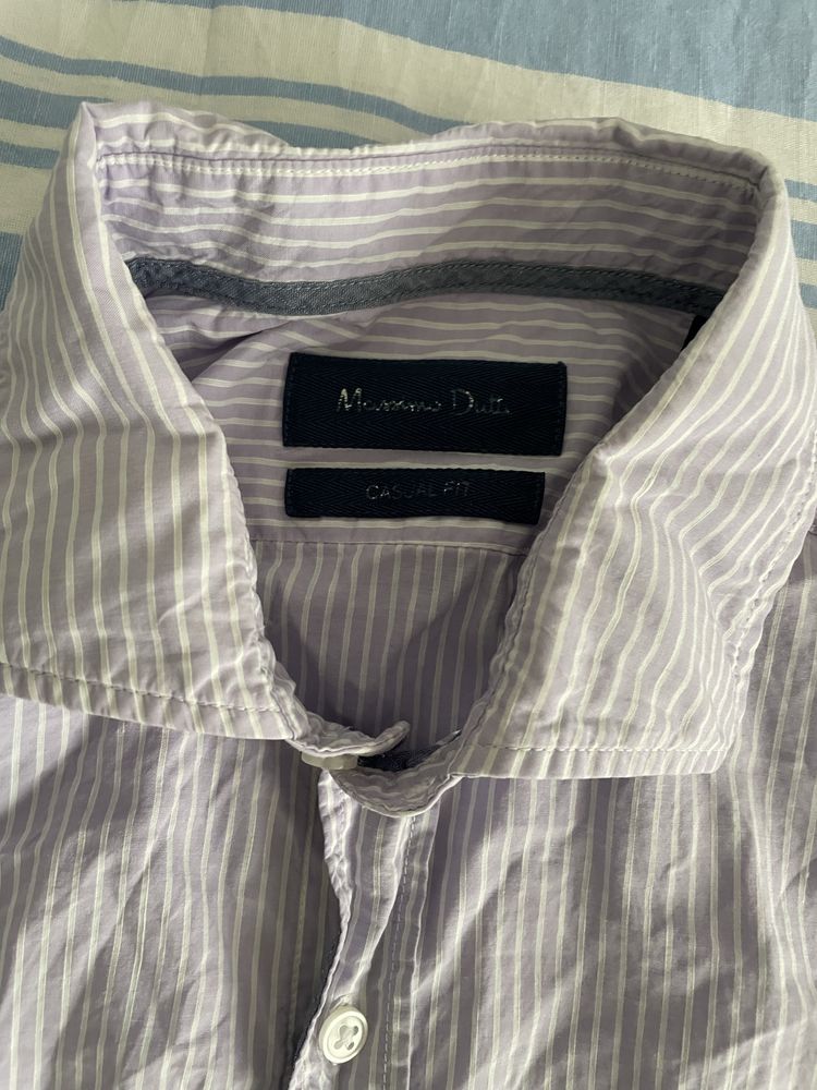 Massimo Dutti Mens Striped Casual Fit S Cotton Linen Blend