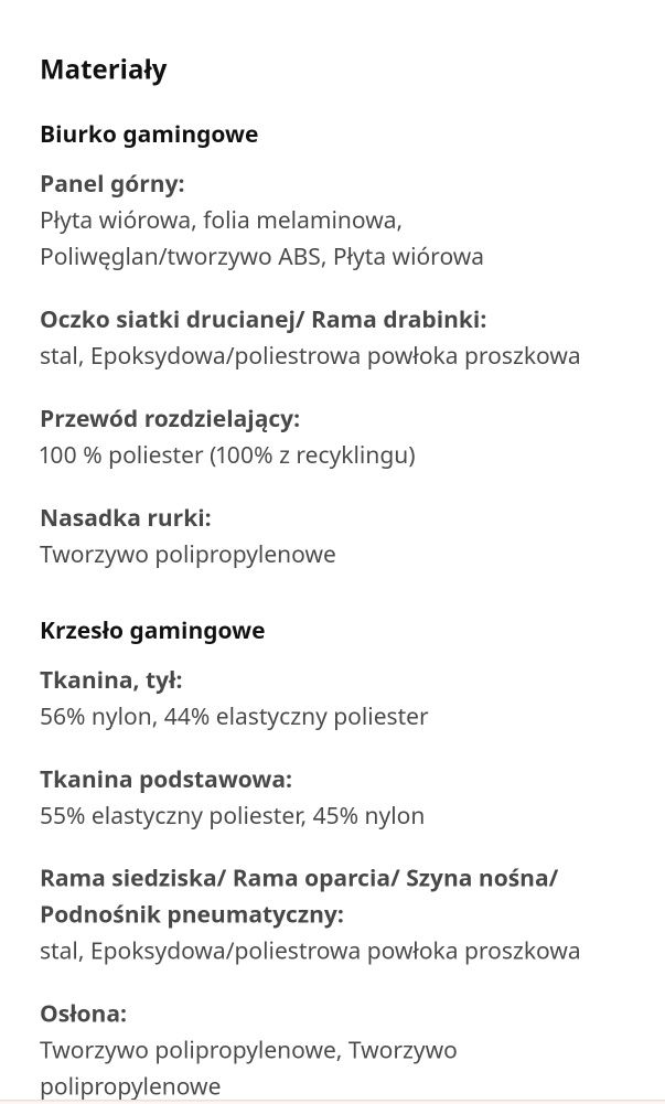 Biurko i krzesło gamingowe