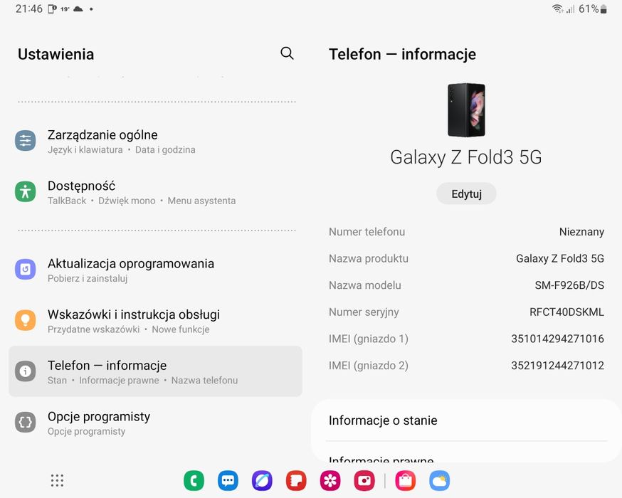 Samsung Galaxy Z Fold 3 12/512GB - Płyta główna