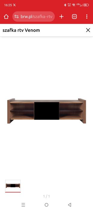 Zestaw mebli VENOM BRW – 2 witryny podświetlane, szafka RTV, komoda –