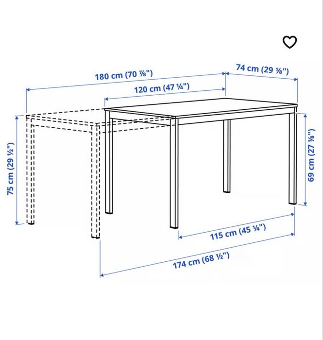 Mesa branca extensível 4 a 6 lugares IKEA