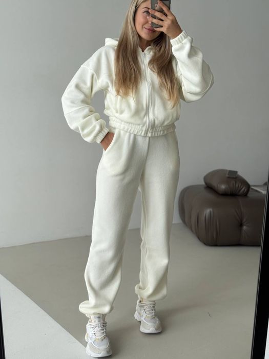 Теплый женский костюм флисовый с капюшоном