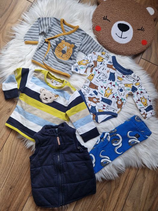 Zestaw paka ubrań dla chłopca jesień zima 62 68