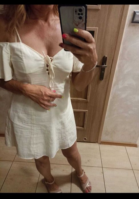 Sukienka  ecri letnia h&m s