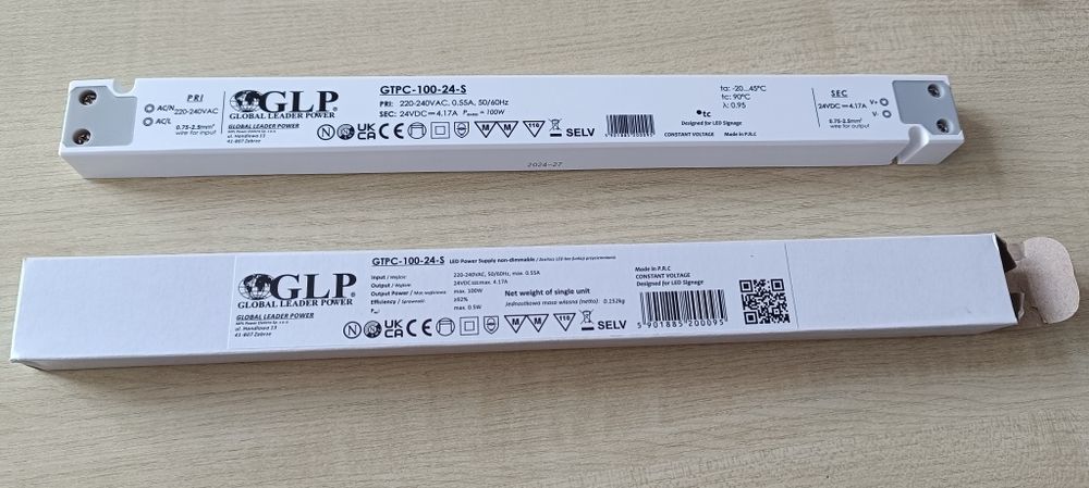Zasilacz meblowy do taśm  LED SLIM 100W 24V 4,17A GTPC-100-24-S