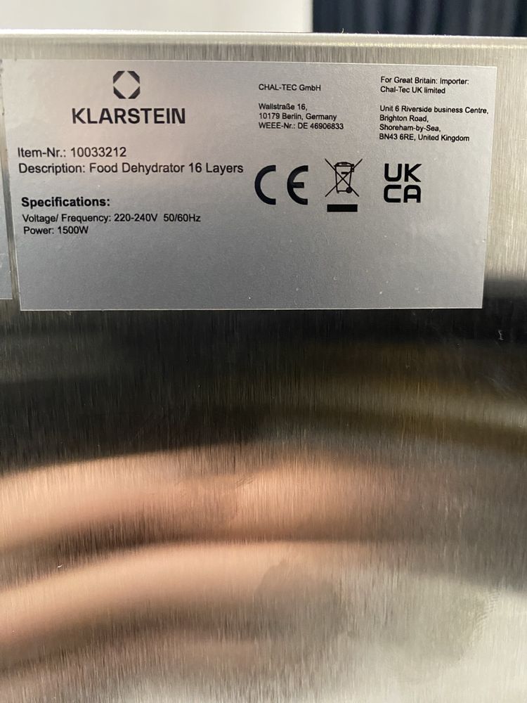 Дегідратор KLARSTEIN Master Jerky 16 40-90 °C Німеччина 10033212