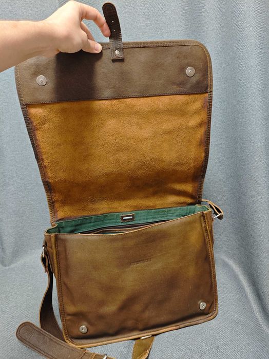 Stetson сумка шкіряна месенджер коричнева чоловіча велика портфель