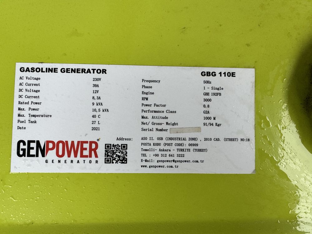 Продам генератор genpower GBG 110E