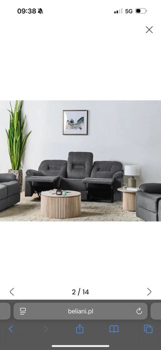 Sofa kanapa 3-osobowa z funkcją relaks rozkładane fotele
