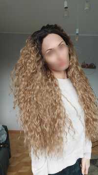 Peruka nowa lace front Tpart blond afroloki jak naturalne na co dzień