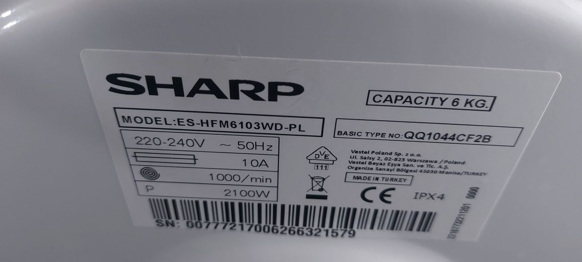 Пральна машина Sharp ES-HFM6103WD-PL