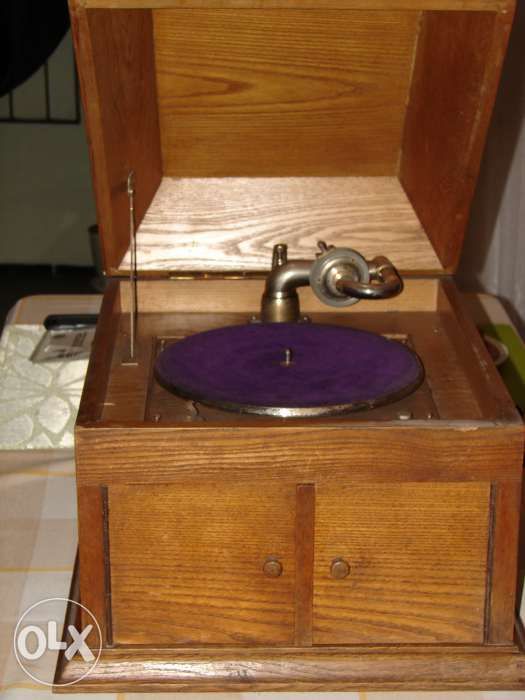 Patefon, gramofon, adapter na korbkę, płyty