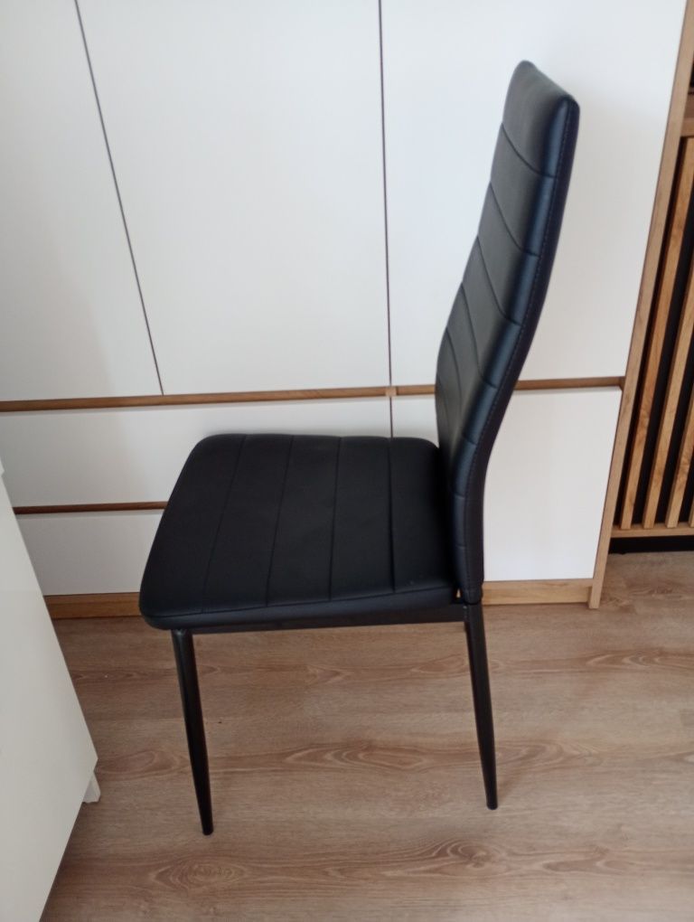 Krzesło Czarne Nowoczesne Salon Kuchnia Biuro Eko skóra