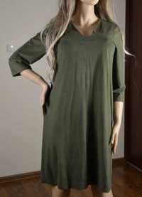 Sukienka Edan zielona khaki rozmiar 40 imitacja zamszu