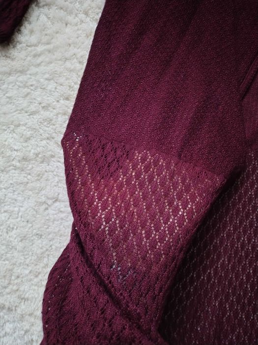 Kardigan bordowy pół ażurowy 36