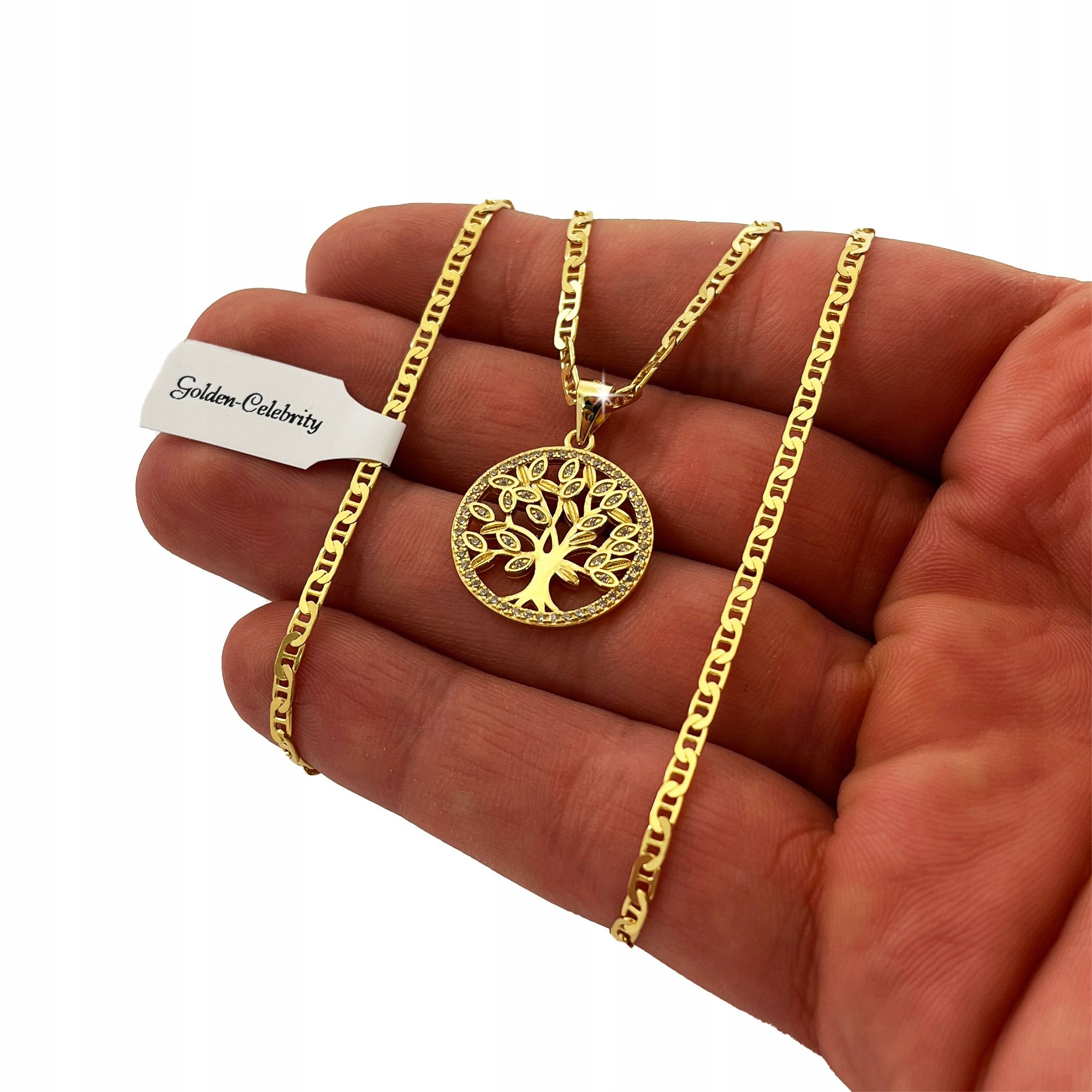 Złoty Łańcuszek Gucci + Zawieszka Celebrytka 925 Prezent Dla Kobiety,