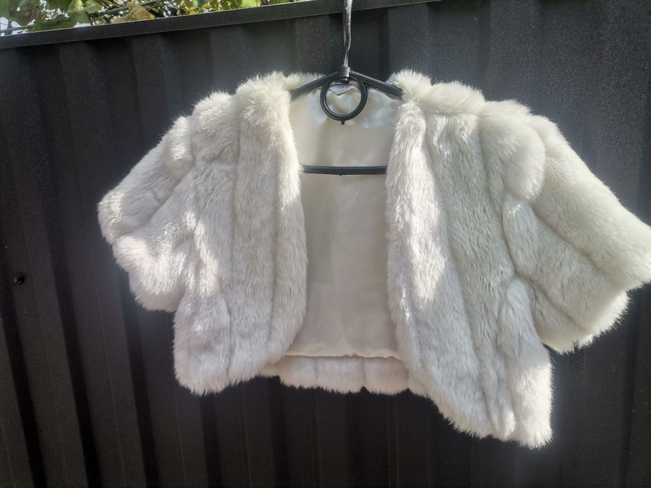 Болеро біле мехове тепле до вечірнього плаття