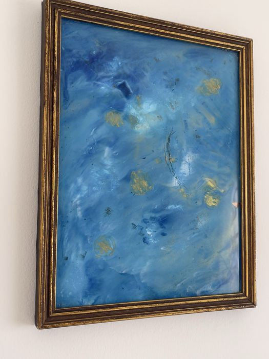 Quadro Abstrato Fluid Art acrilico por vazamento