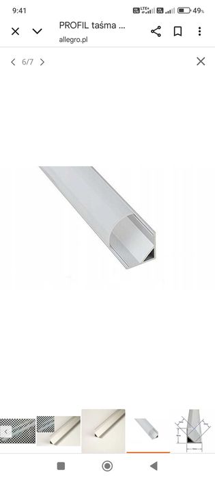 PROFIL taśma LED narożny kątowy corner 1m z szybka do taśm lampek lamp