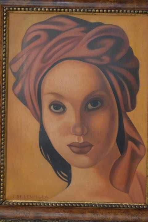 T De Łempicka - Portret Kobiety w Turbanie -  Obraz Olejny z Francji