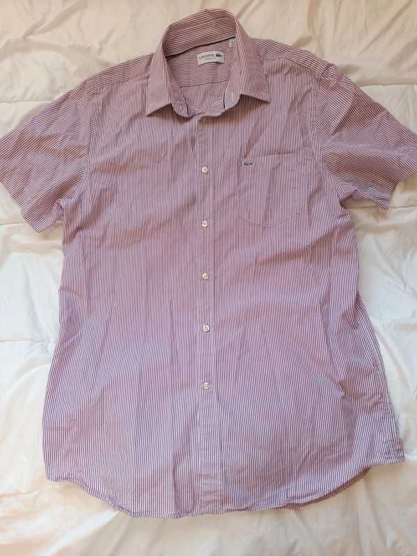 Bawełniana koszula Lacoste z krótkim rękawem r. M / L