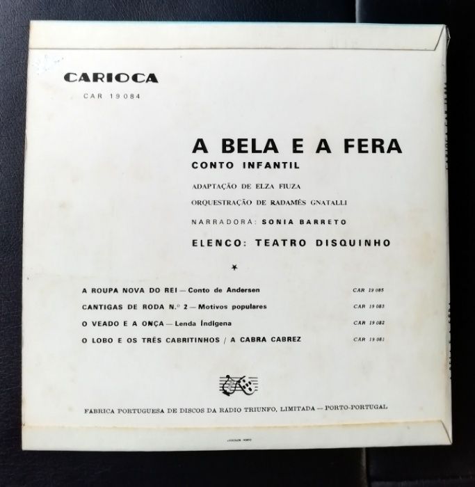 A Bela e a Fera, conto infantil em Disco Vinil de 7”